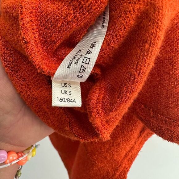 Free People Beach Women’s Julianna Terry Cloth Orange Tunic Long Sleeve Top - Picture 3 of 8